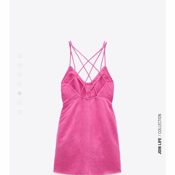 Zara Xs pink linen button down dress - Picture 2 of 7